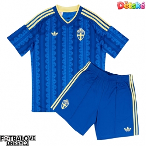 Švédsko Dětské Venkovní dres komplet MS 2026 Krátký Rukáv (+ trenýrky)